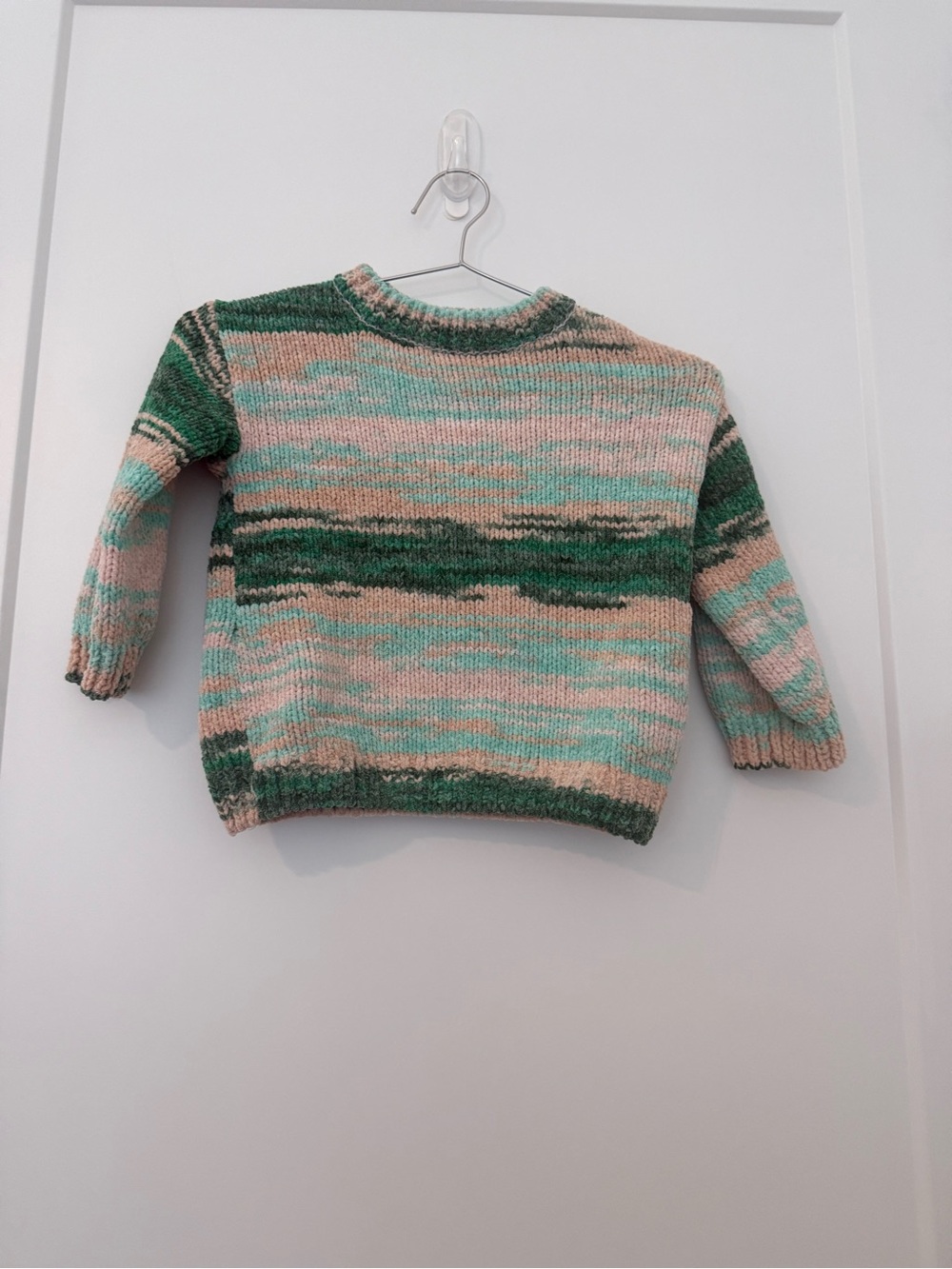 H&M Green and Pink Striped Knit Sweater